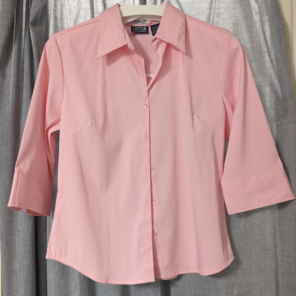 Women's Cotton Express Dress Shirt, Pink, Size L